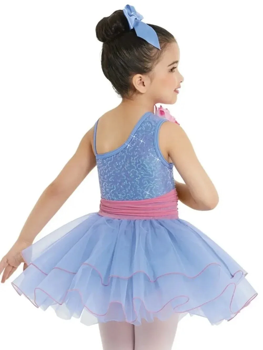 Weissman Girls Periwinkle Sequin Pink Floral Ballet Dance Costume